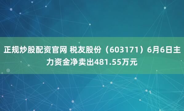 正规炒股配资官网 税友股份（603171）6月6日主力资金净卖出481.55万元