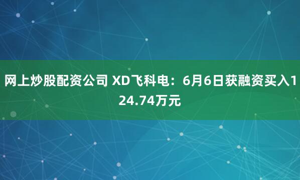 网上炒股配资公司 XD飞科电：6月6日获融资买入124.74万元