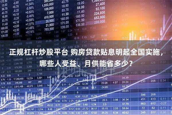 正规杠杆炒股平台 购房贷款贴息明起全国实施，哪些人受益、月供能省多少？